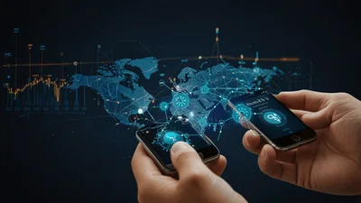 Digital Global Connectivity Concept With Smartphones