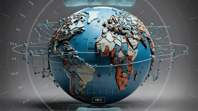 Digital Globe Rotating With Data Network Connections