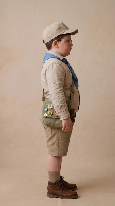 Young Boy Dressed As A Scout Standing In Profile