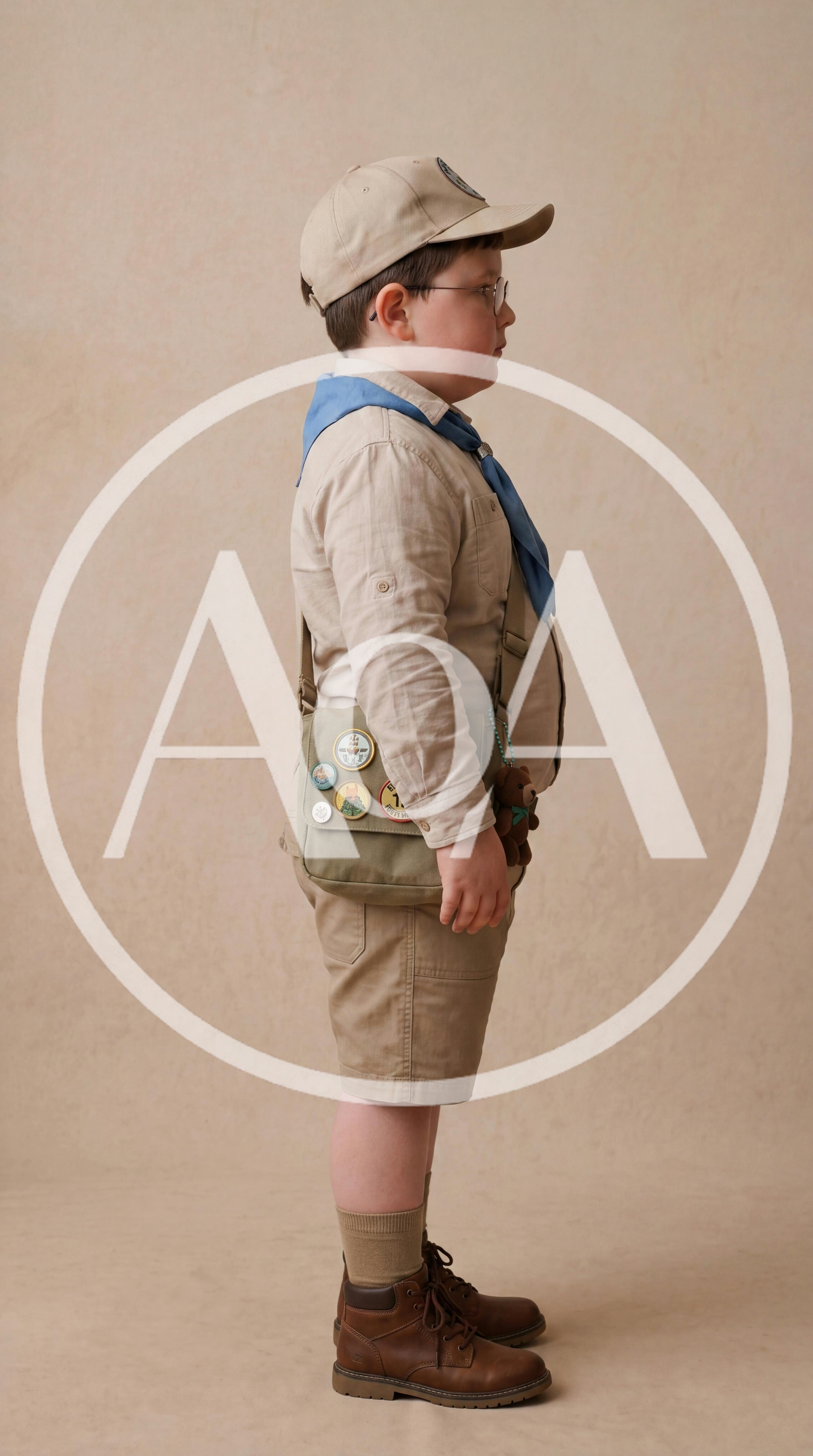 Young Boy Dressed As A Scout Standing In Profile