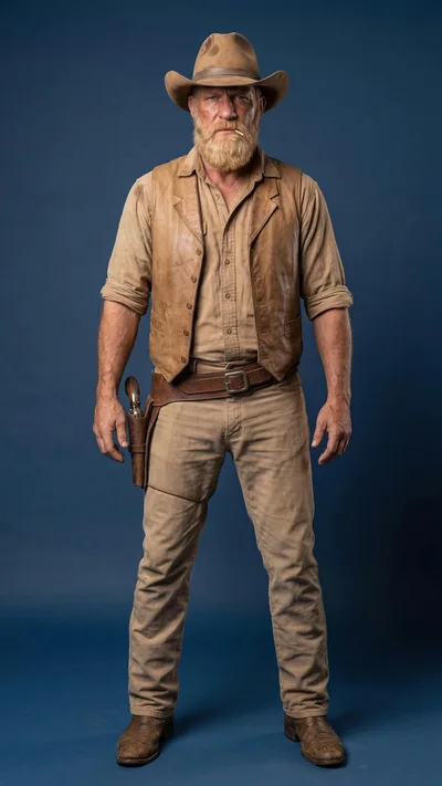 Rugged Cowboy Standing In Traditional Western Attire