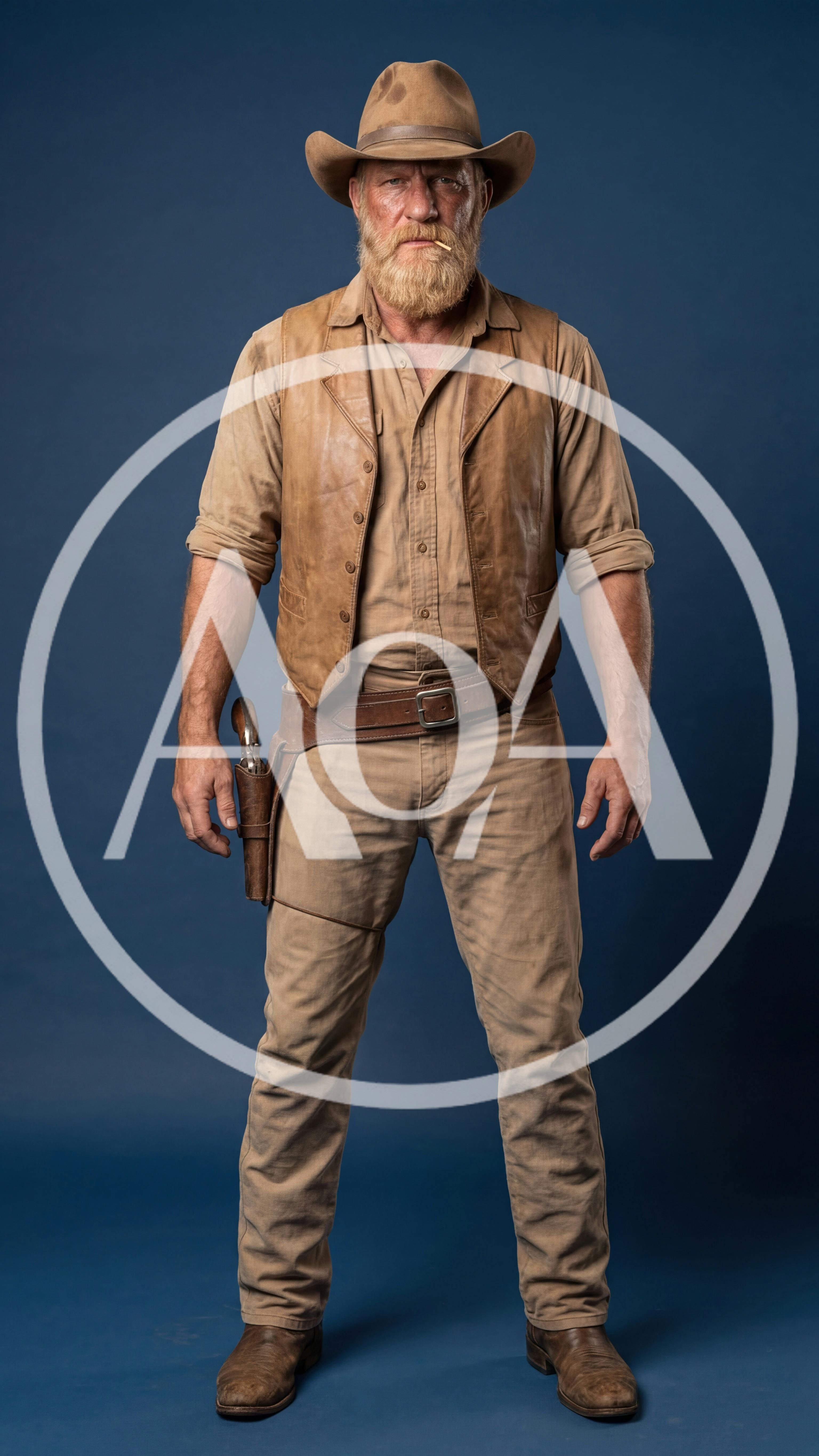 Rugged Cowboy Standing In Traditional Western Attire
