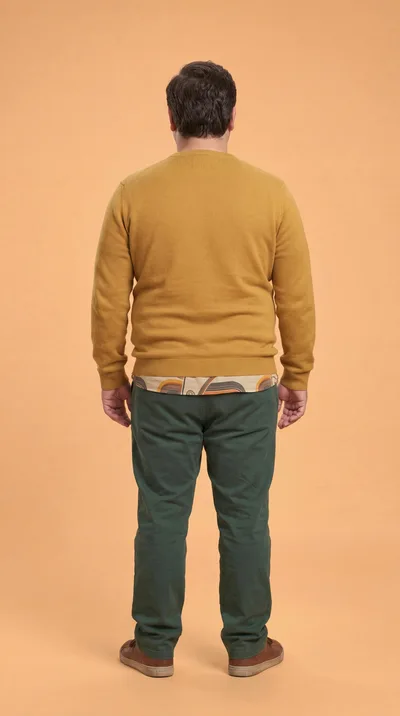 Back View Of A Man Standing In Casual Clothing