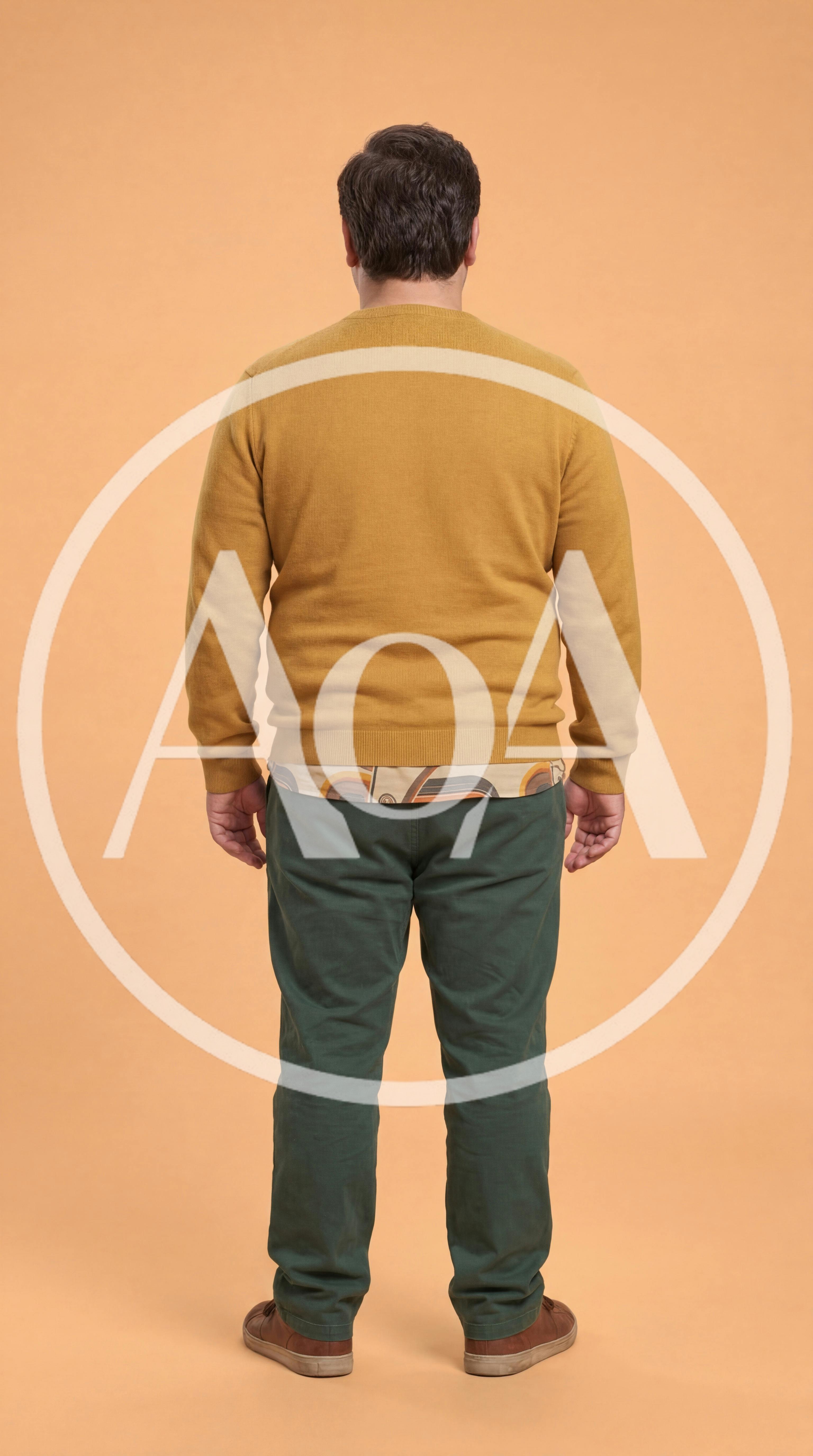 Back View Of A Man Standing In Casual Clothing