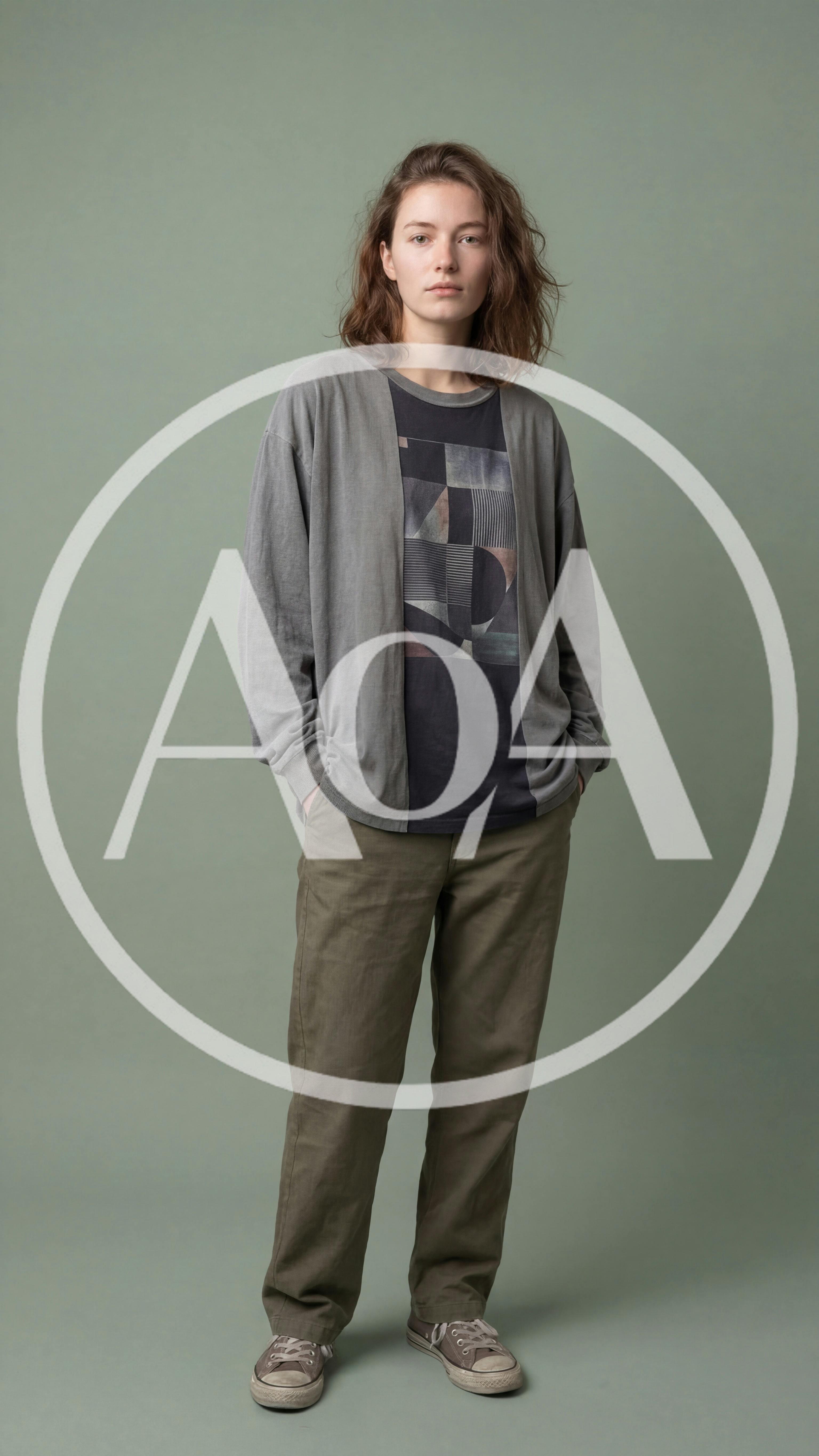 Young Woman Standing In Casual Clothing
