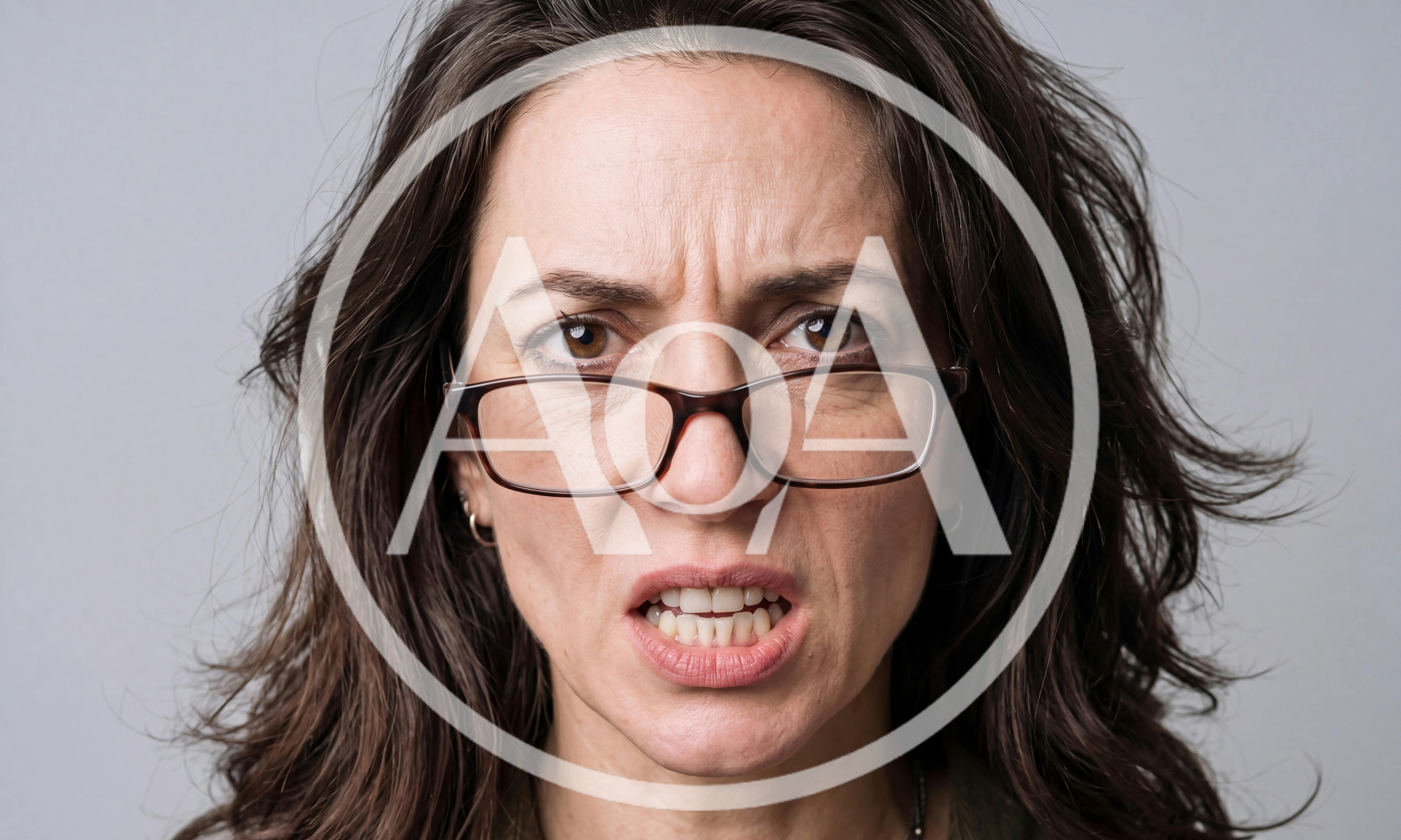 Angry Woman With Glasses Looking At Camera