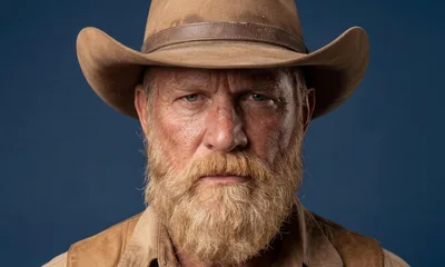 Portrait Of A Rugged Cowboy With A Beard