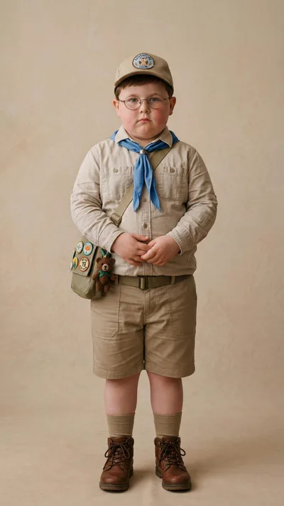 Young Boy Dressed As A Scout Standing