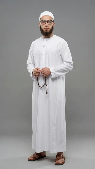 Young Muslim Man Holding Prayer Beads