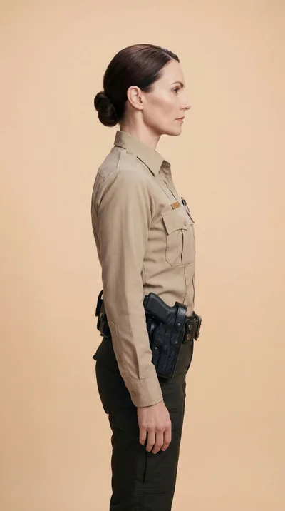 Female Police Officer Standing in Profile