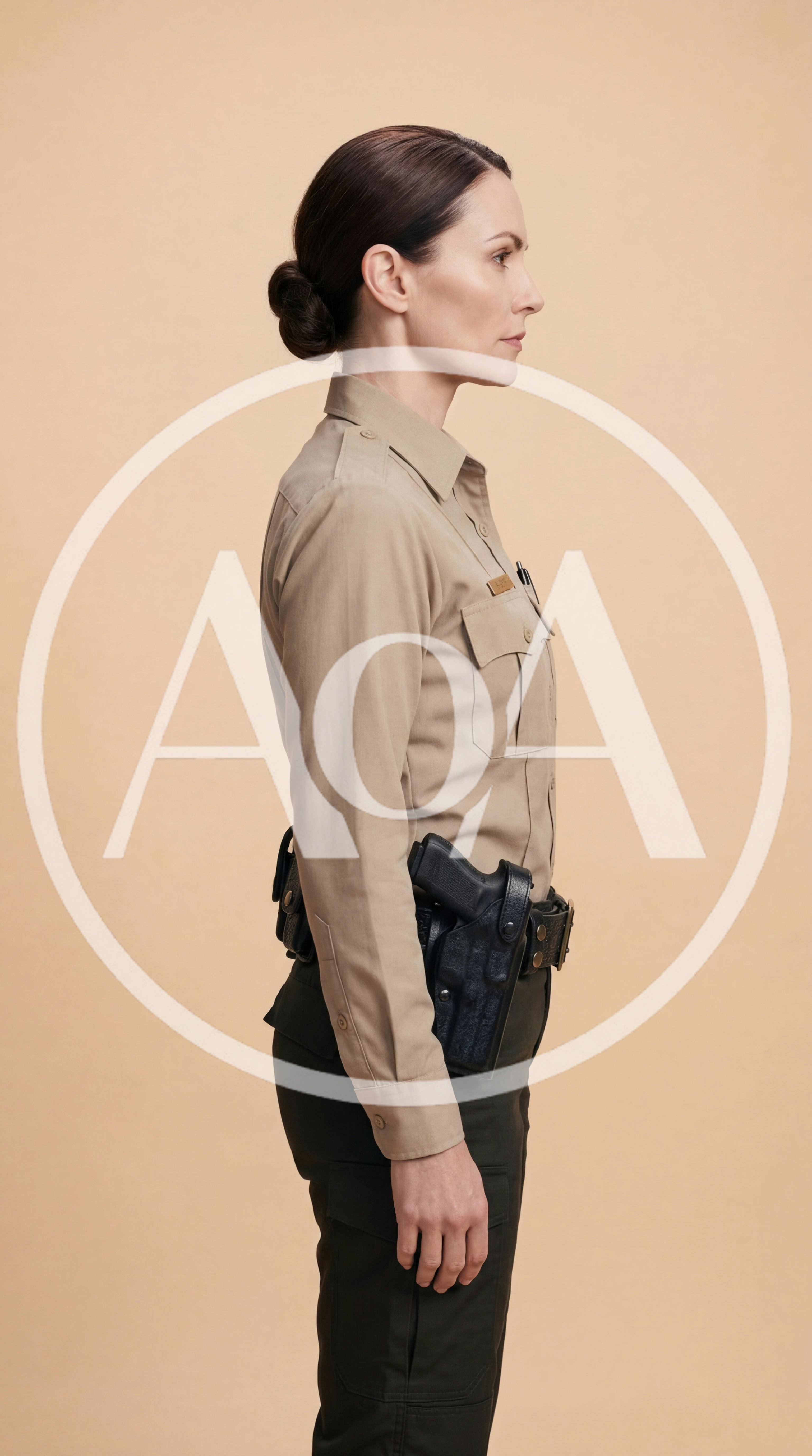 Female Police Officer Standing in Profile