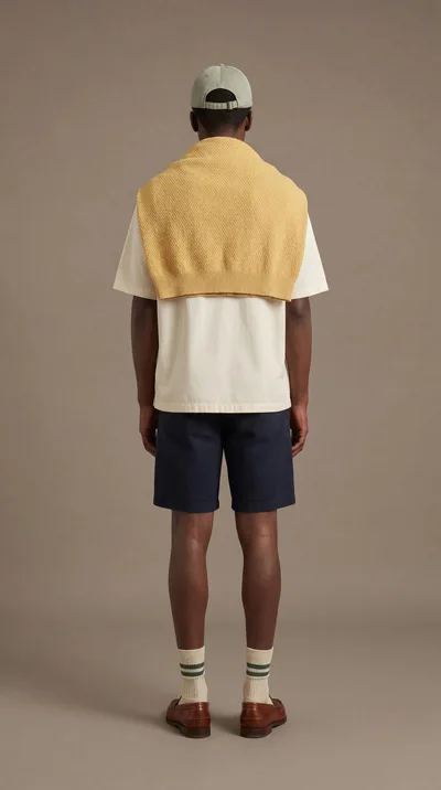 Back View Of A Man Wearing Casual Summer Outfit