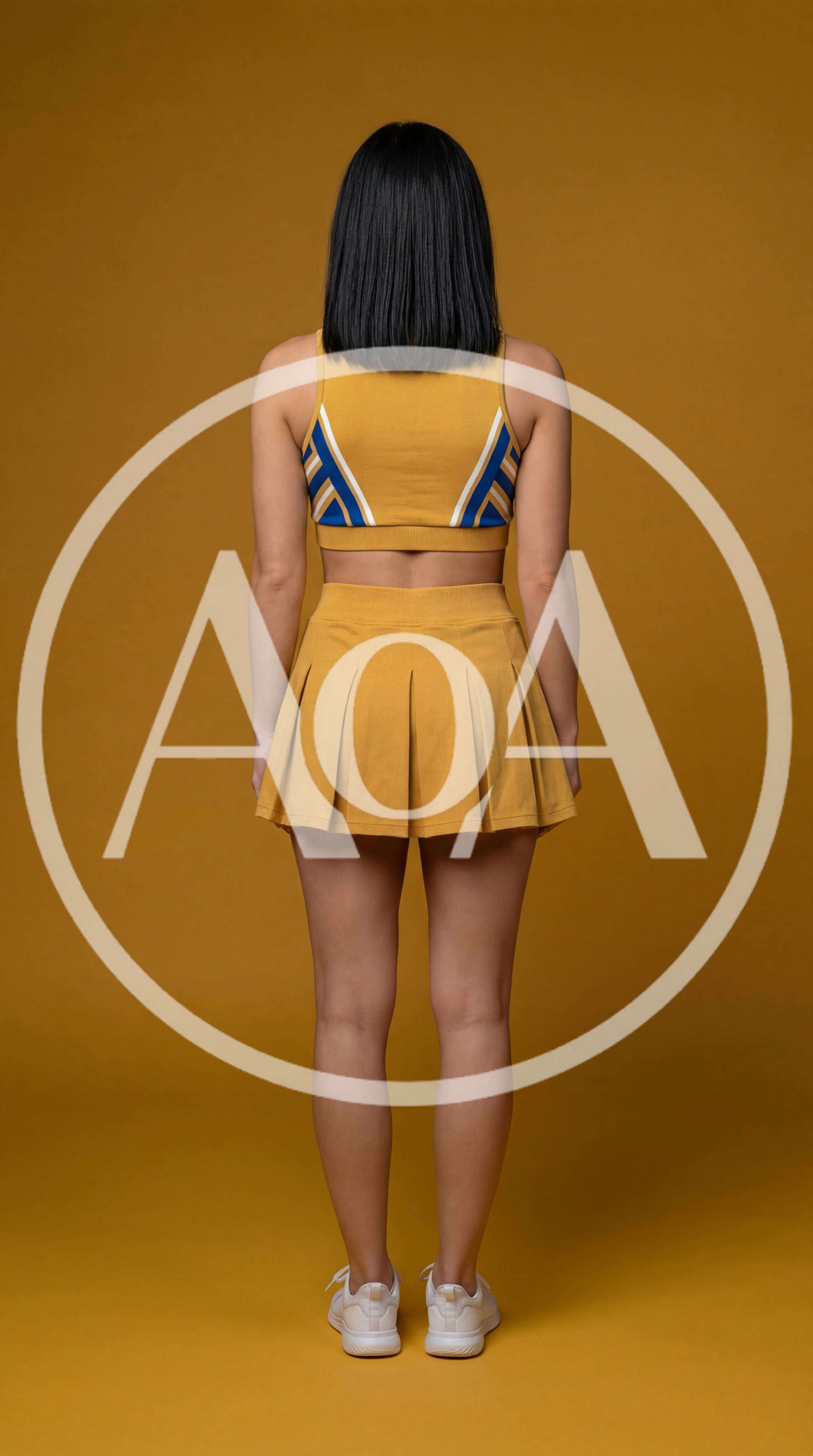 Back View Of A Cheerleader In A Yellow Uniform
