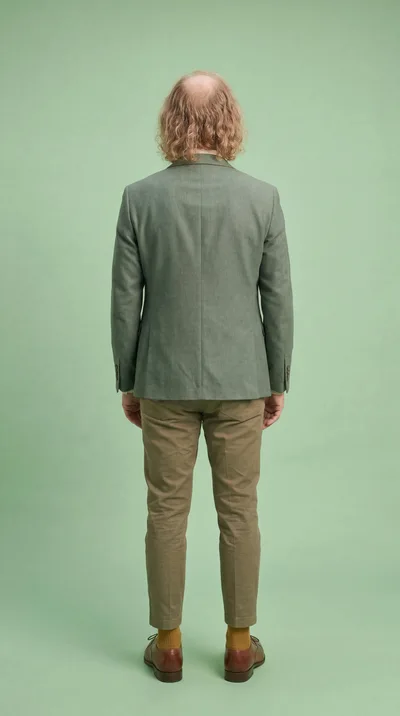 Back View Of A Man In A Green Blazer