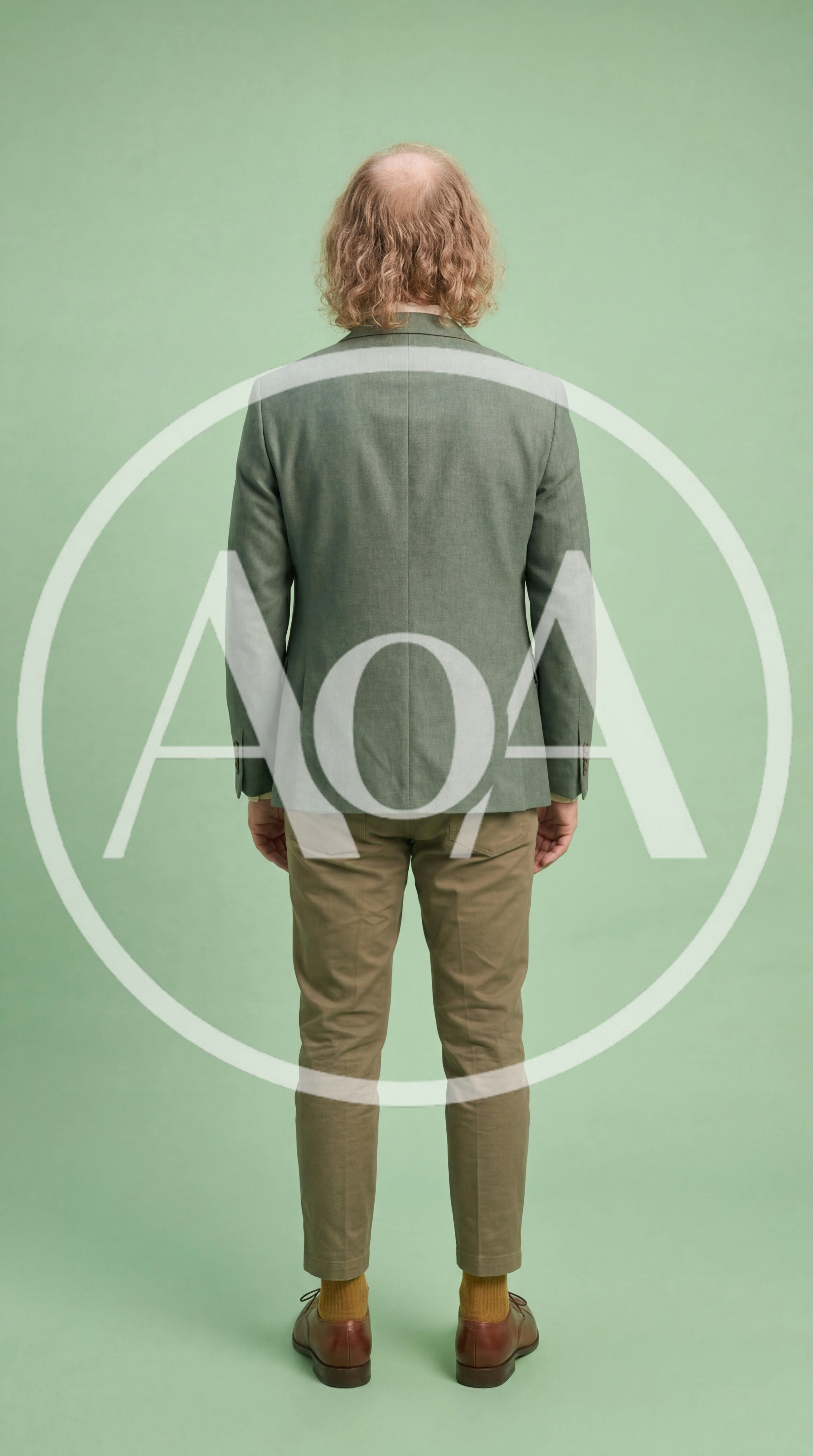 Back View Of A Man In A Green Blazer