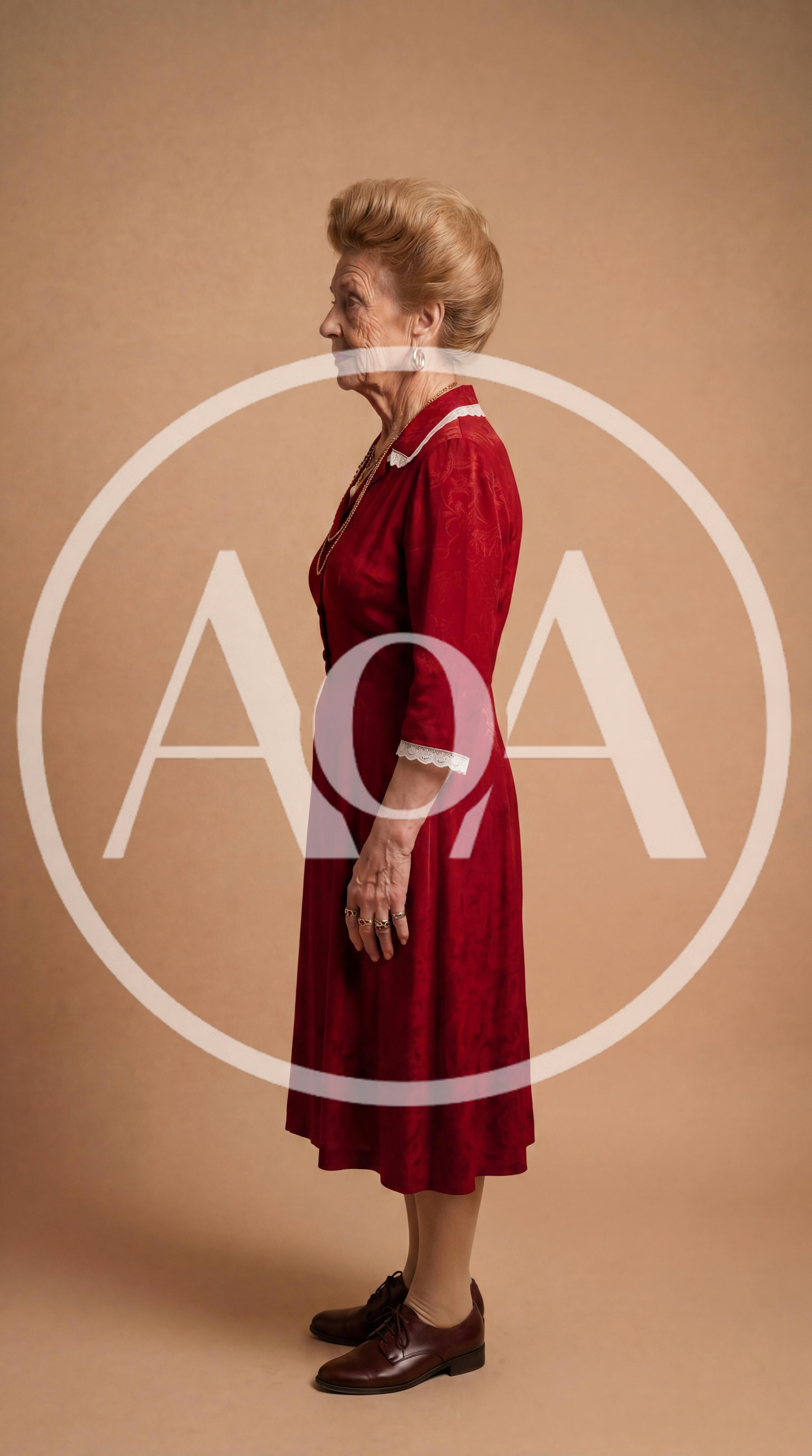 Side Profile Of An Elegant Elderly Woman In Red Dress