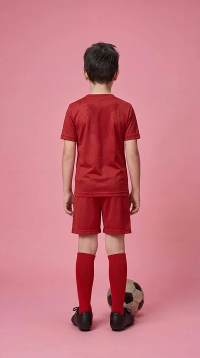 Young Boy Standing With Soccer Ball