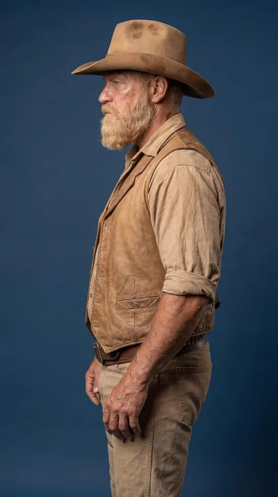Profile Portrait Of A Rugged Cowboy In Western Attire