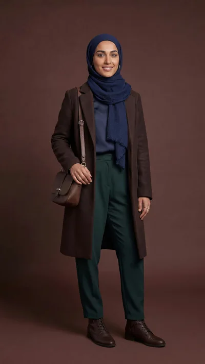 Professional Woman Wearing Hijab Standing In Studio