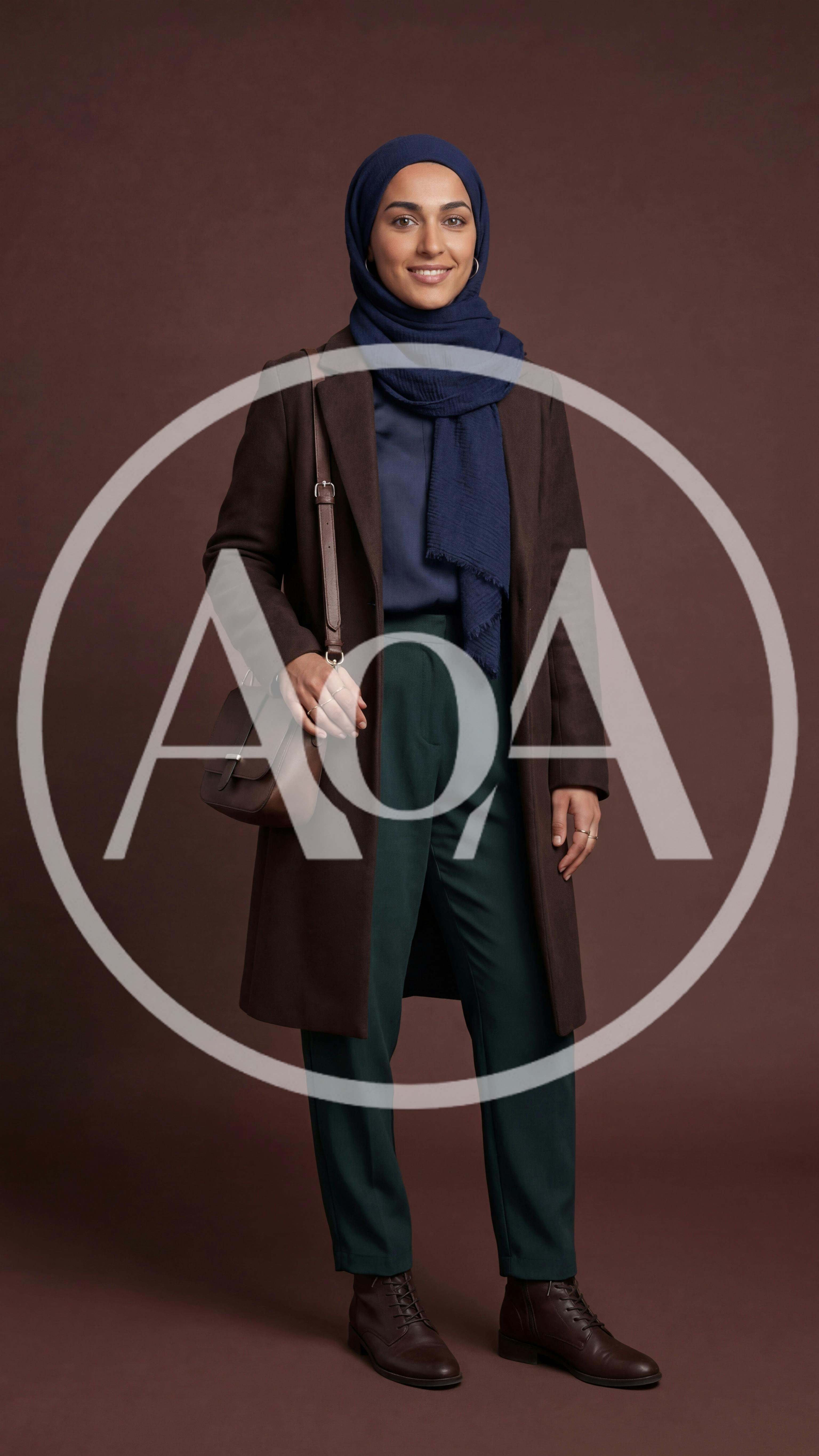 Professional Woman Wearing Hijab Standing In Studio