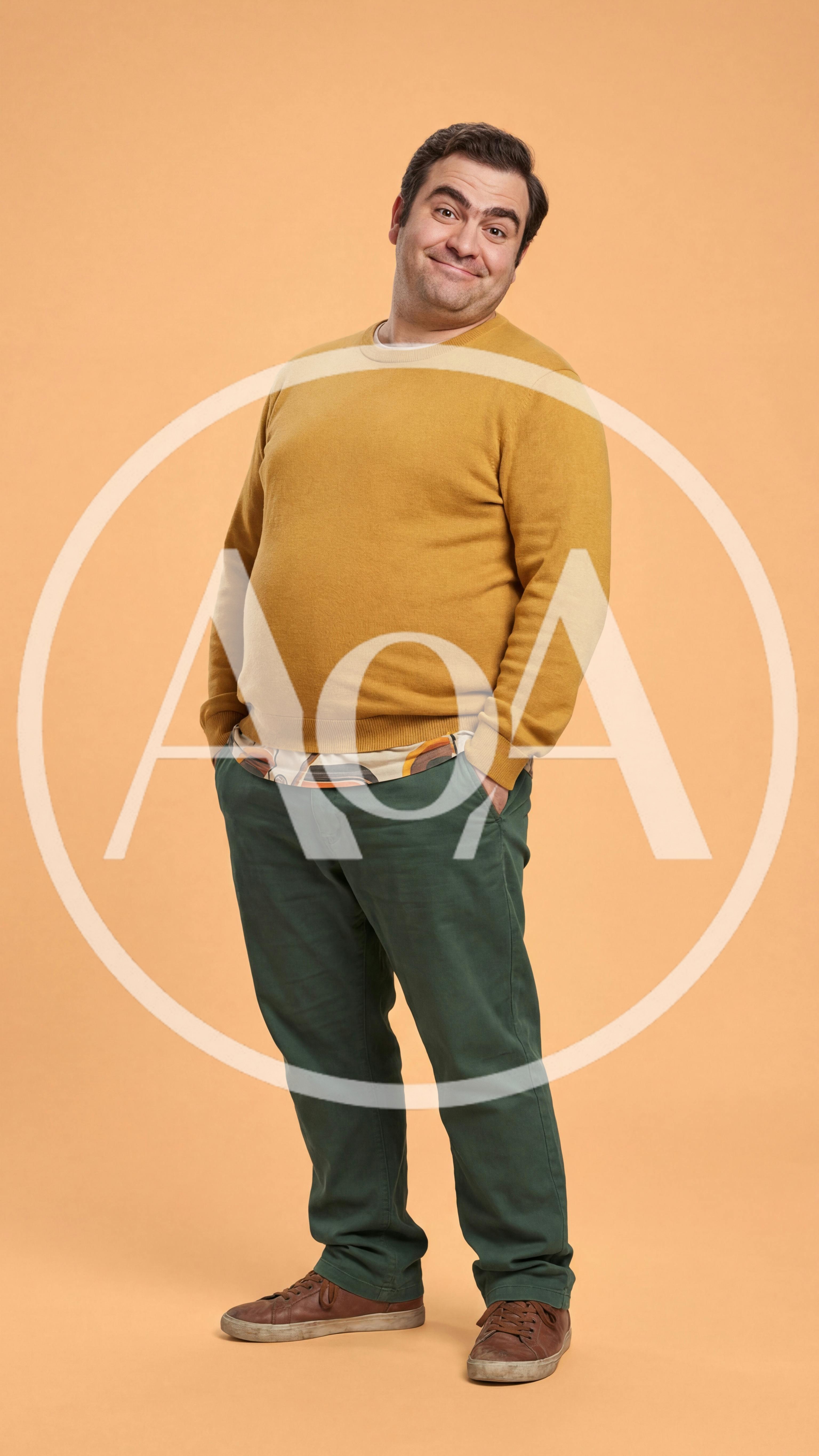 Full Body Portrait Of A Smiling Man In Casual Clothing