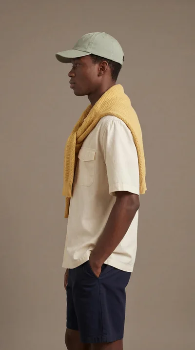 Young Man Wearing Casual Summer Outfit Side Profile