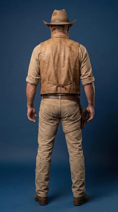 Back View Of A Cowboy In Western Attire