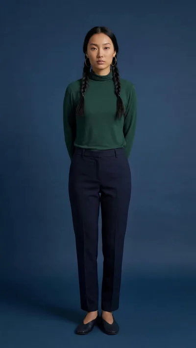 Young Asian Woman Standing Against Blue Background
