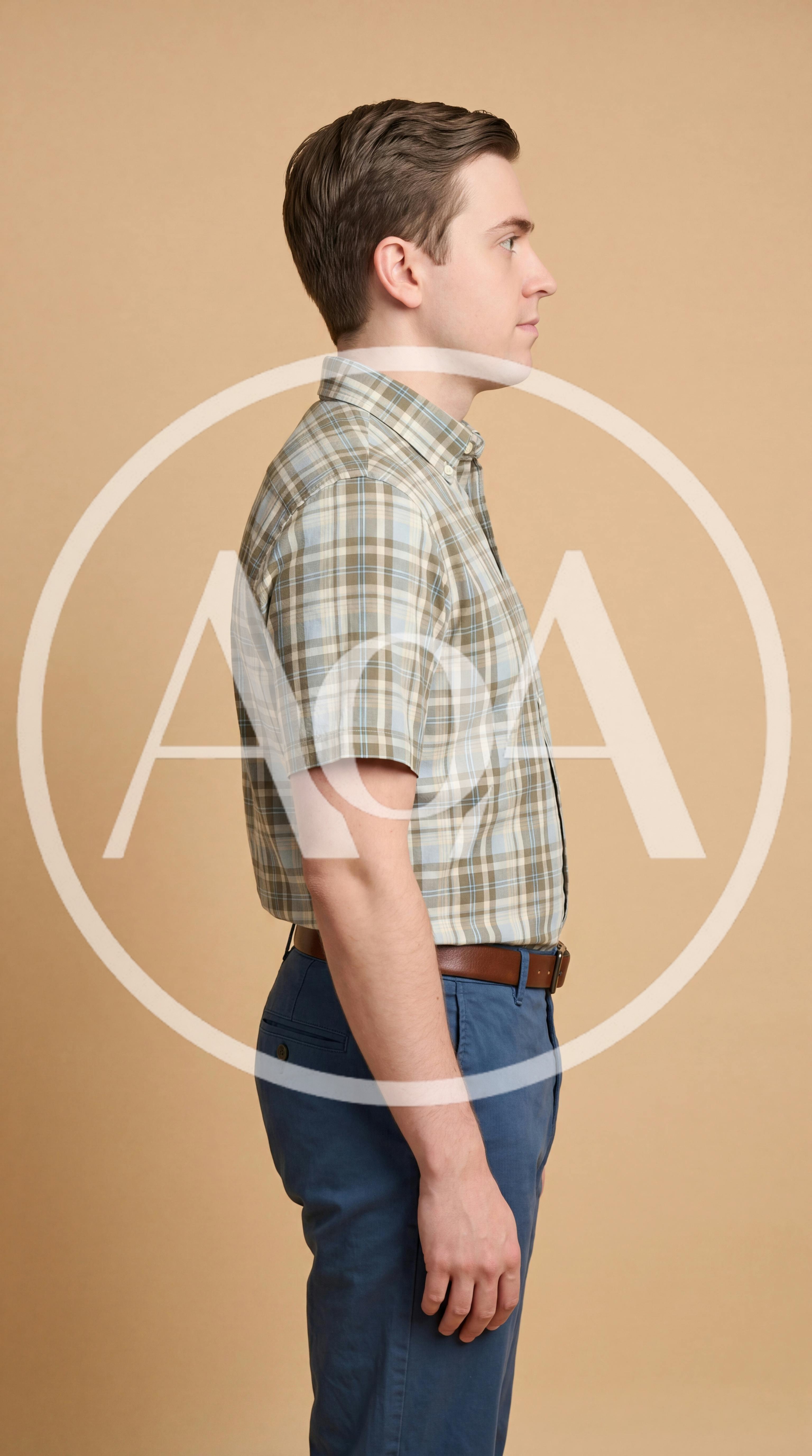 Side Profile Of A Man In A Plaid Shirt