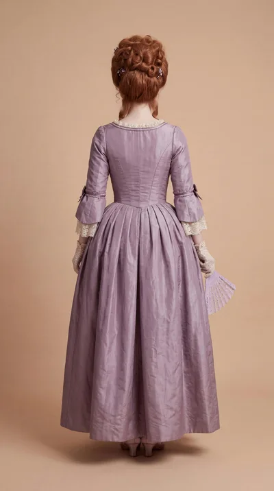 Woman In Historical 18th Century Purple Gown
