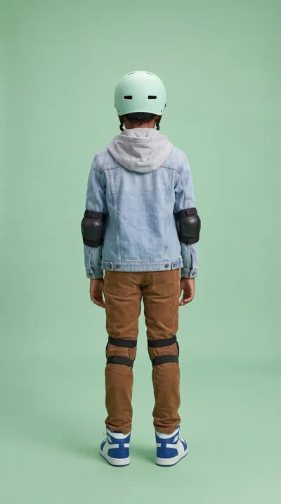 Young Boy Wearing Protective Gear Standing Backwards