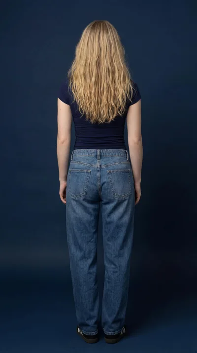 Back View Of A Woman With Long Blonde Hair