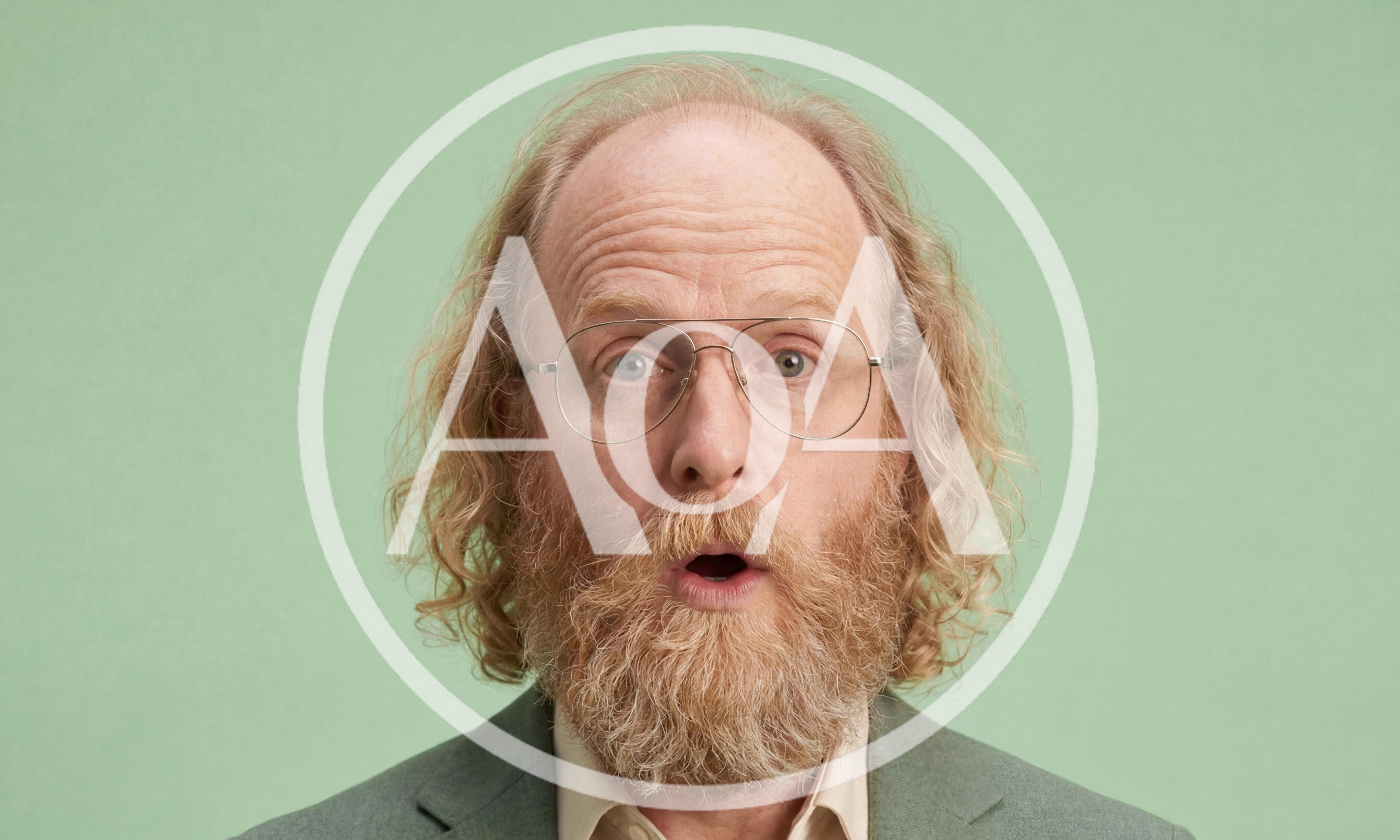 Surprised Middle Aged Man With Beard And Glasses