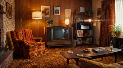 Vintage 1970s Living Room Interior With Retro Decor