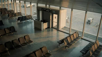 Empty Airport Gate A12 Waiting Area