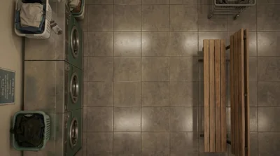 Top Down View Of A Laundromat Interior