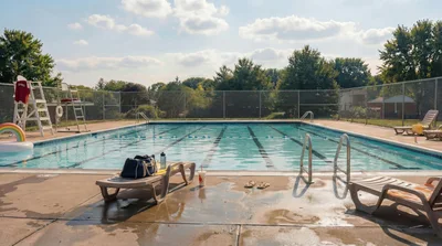 Empty Outdoor Swimming Pool On A Sunny Day
