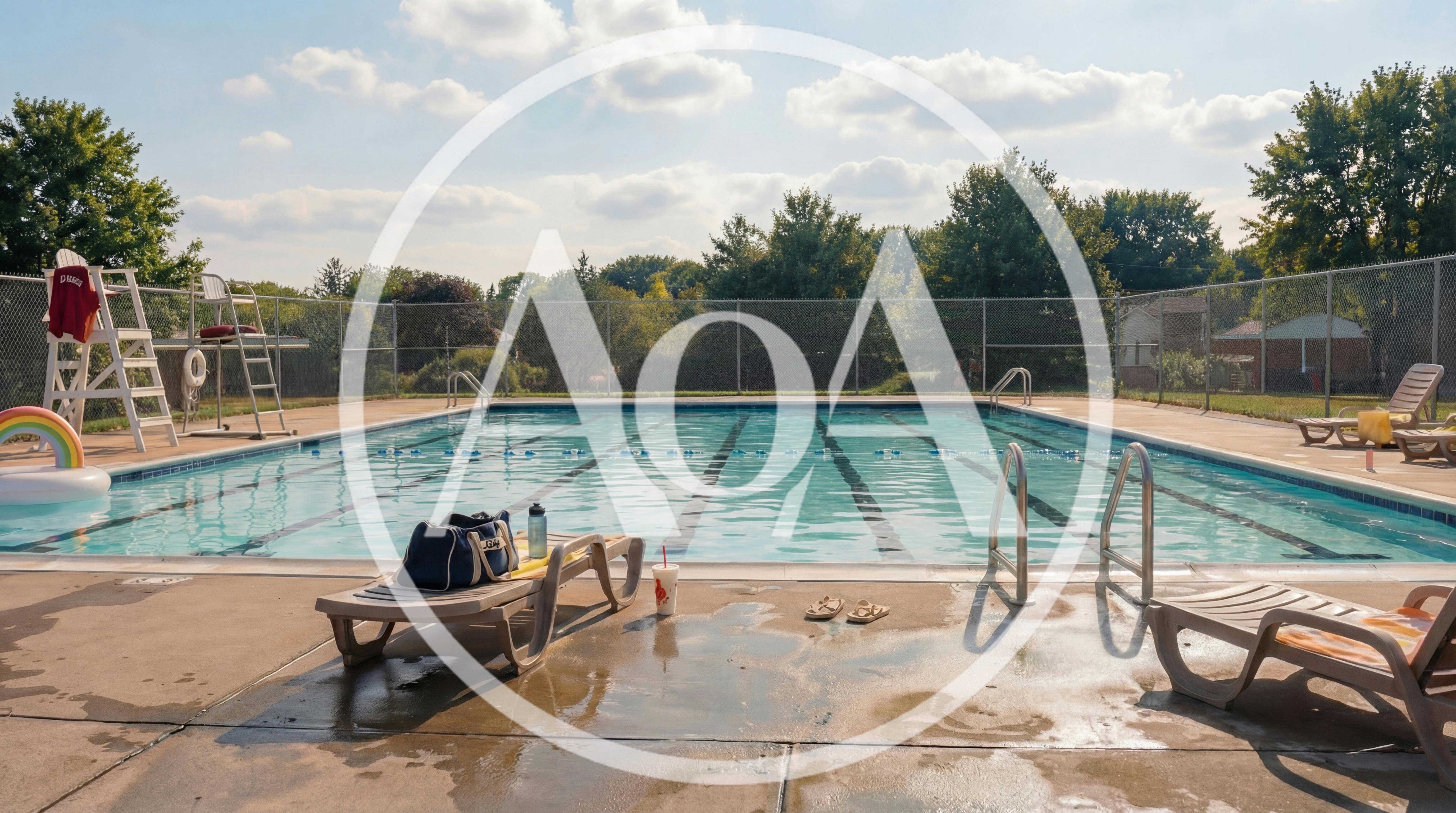Empty Outdoor Swimming Pool On A Sunny Day