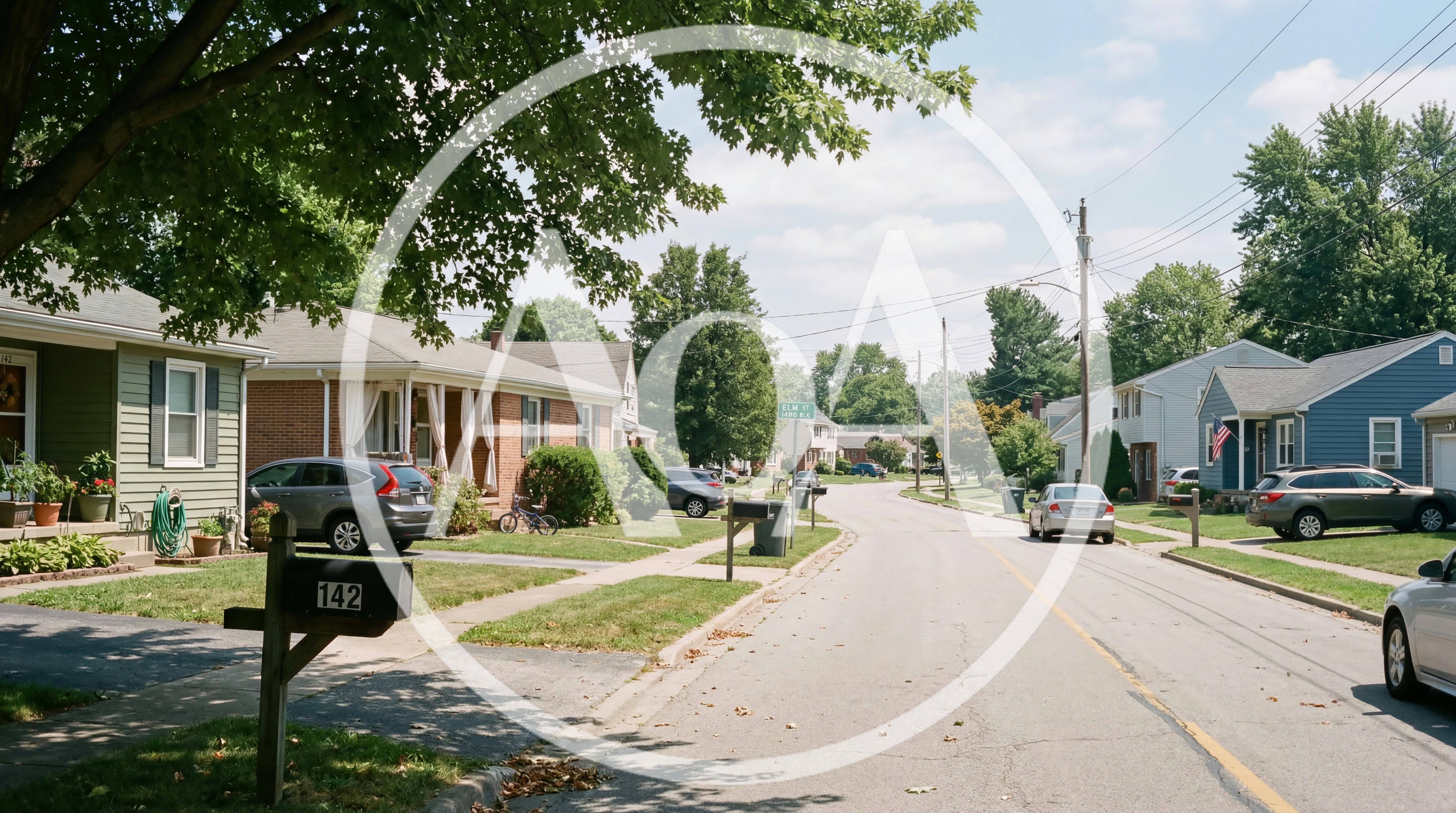 Quiet Suburban Residential Street With Houses And Parked Cars