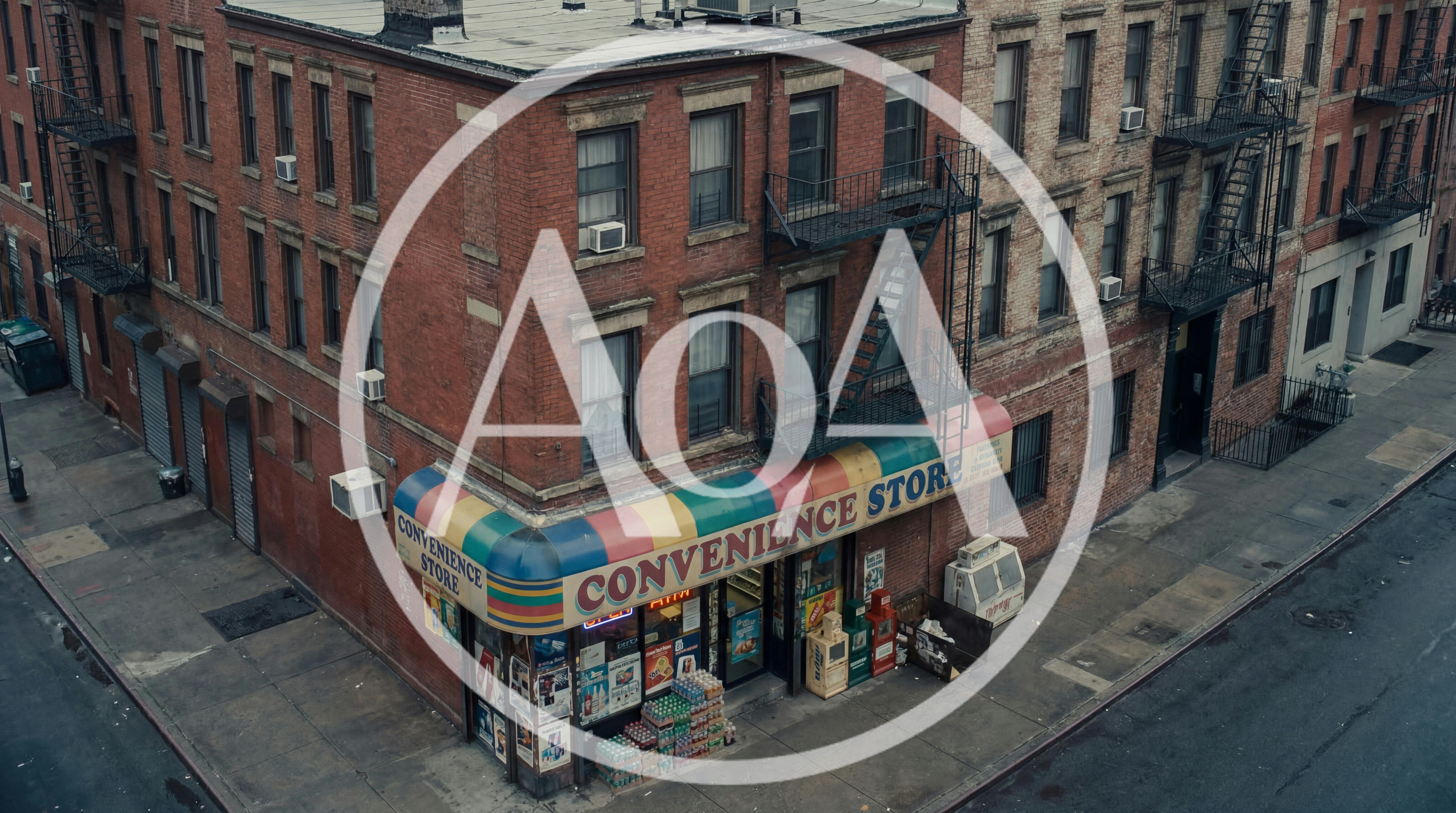 Aerial View Of A Corner Convenience Store In New York