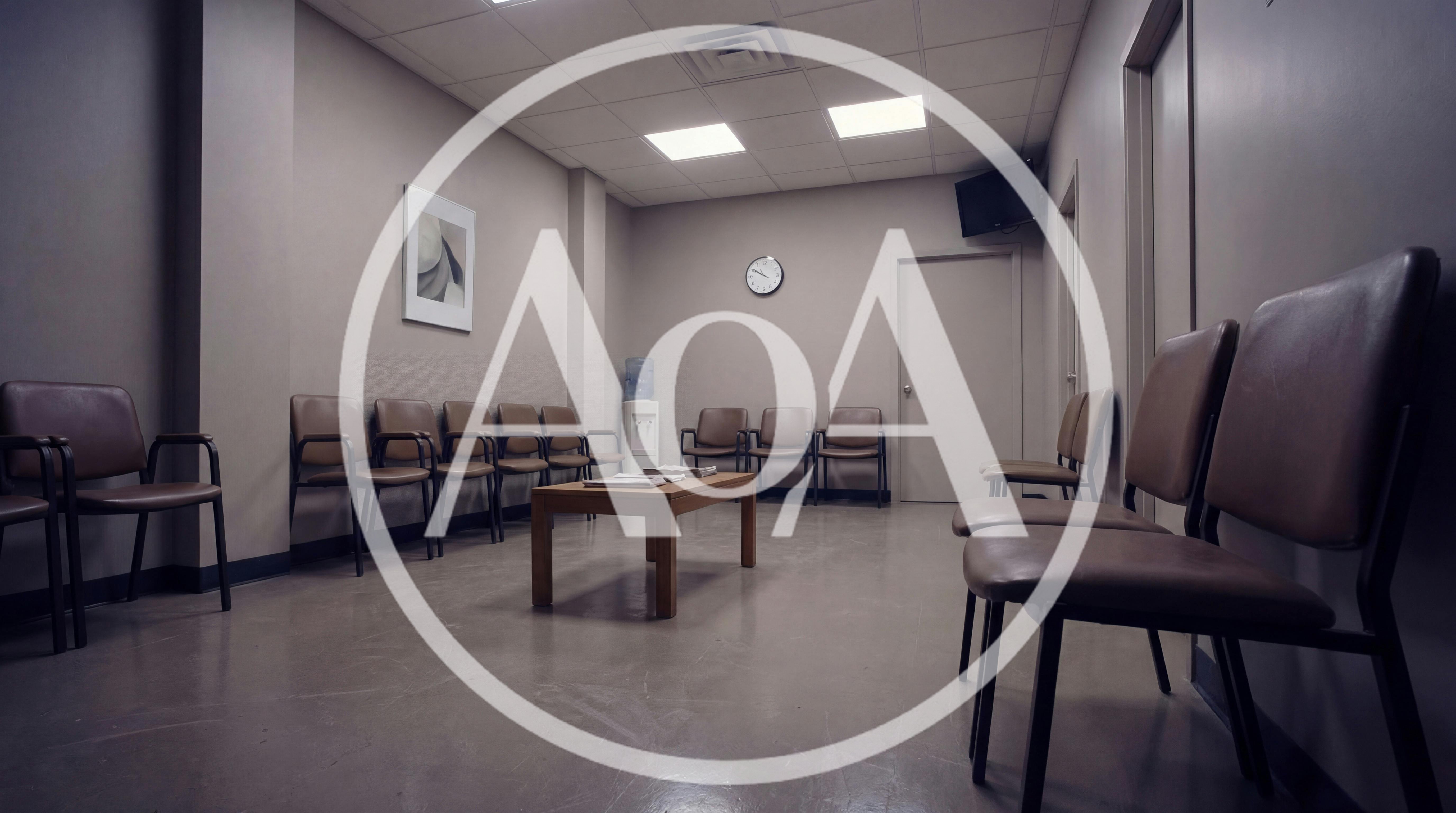 Empty Waiting Room With Brown Chairs