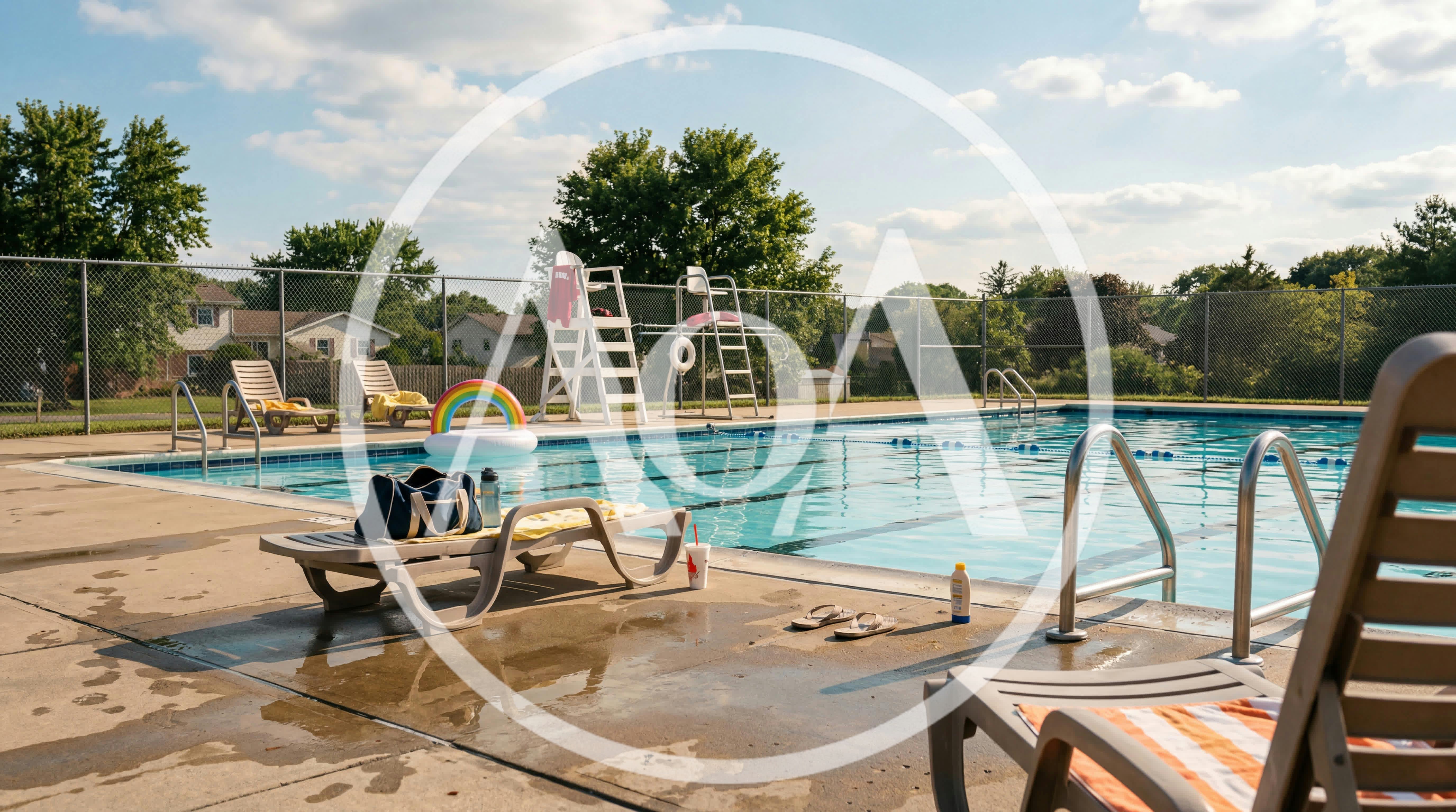 Empty Public Swimming Pool On A Sunny Summer Day