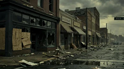 Abandoned Main Street After A Natural Disaster