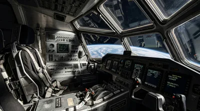 Interior View Of A Futuristic Spacecraft Cockpit