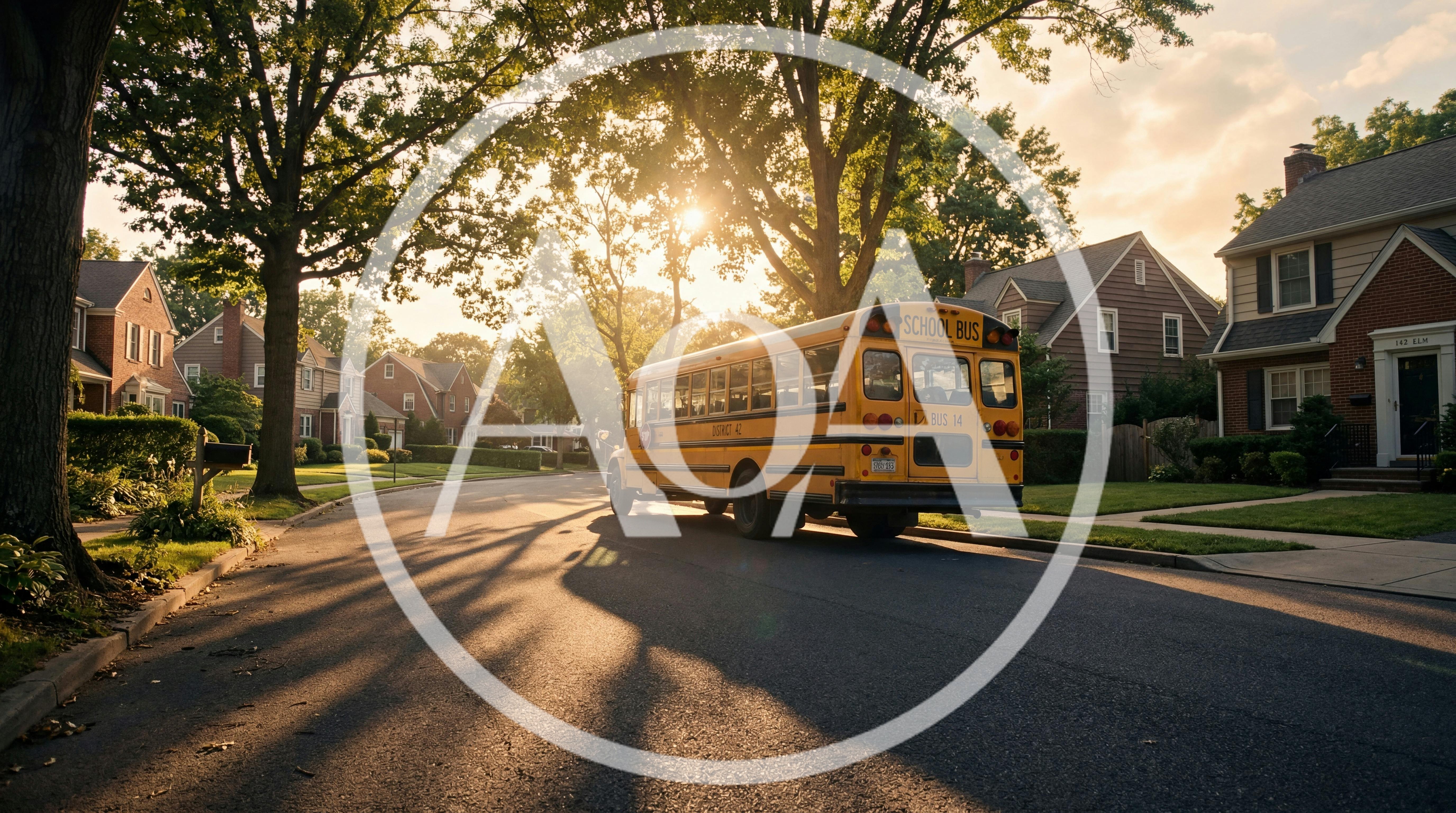 Yellow School Bus Parked on Suburban Residential Street