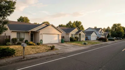 Suburban Residential Street With Single Family Homes