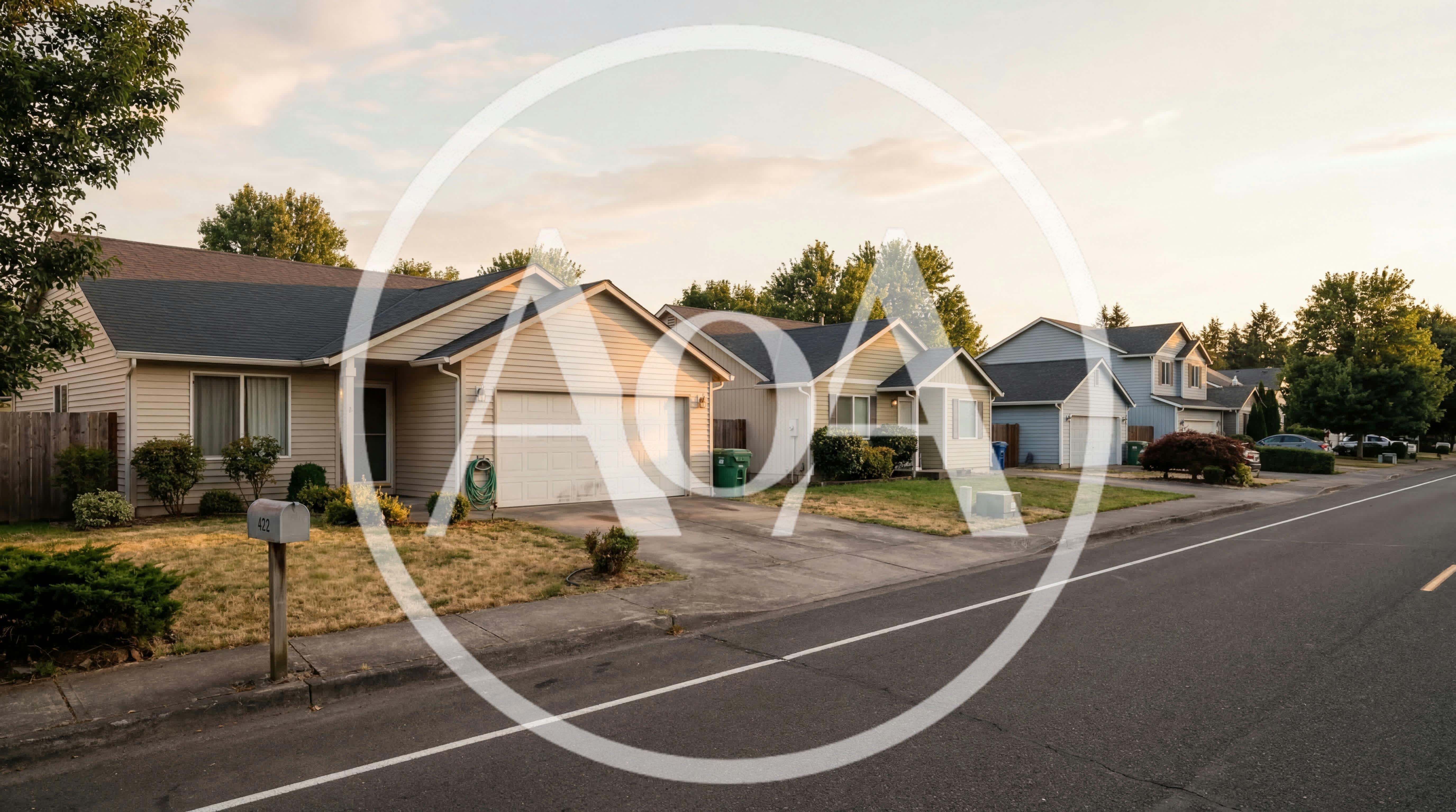 Suburban Residential Street With Single Family Homes
