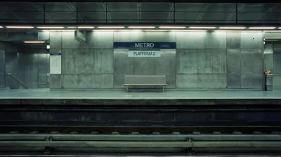 Empty Metro Subway Platform With Bench