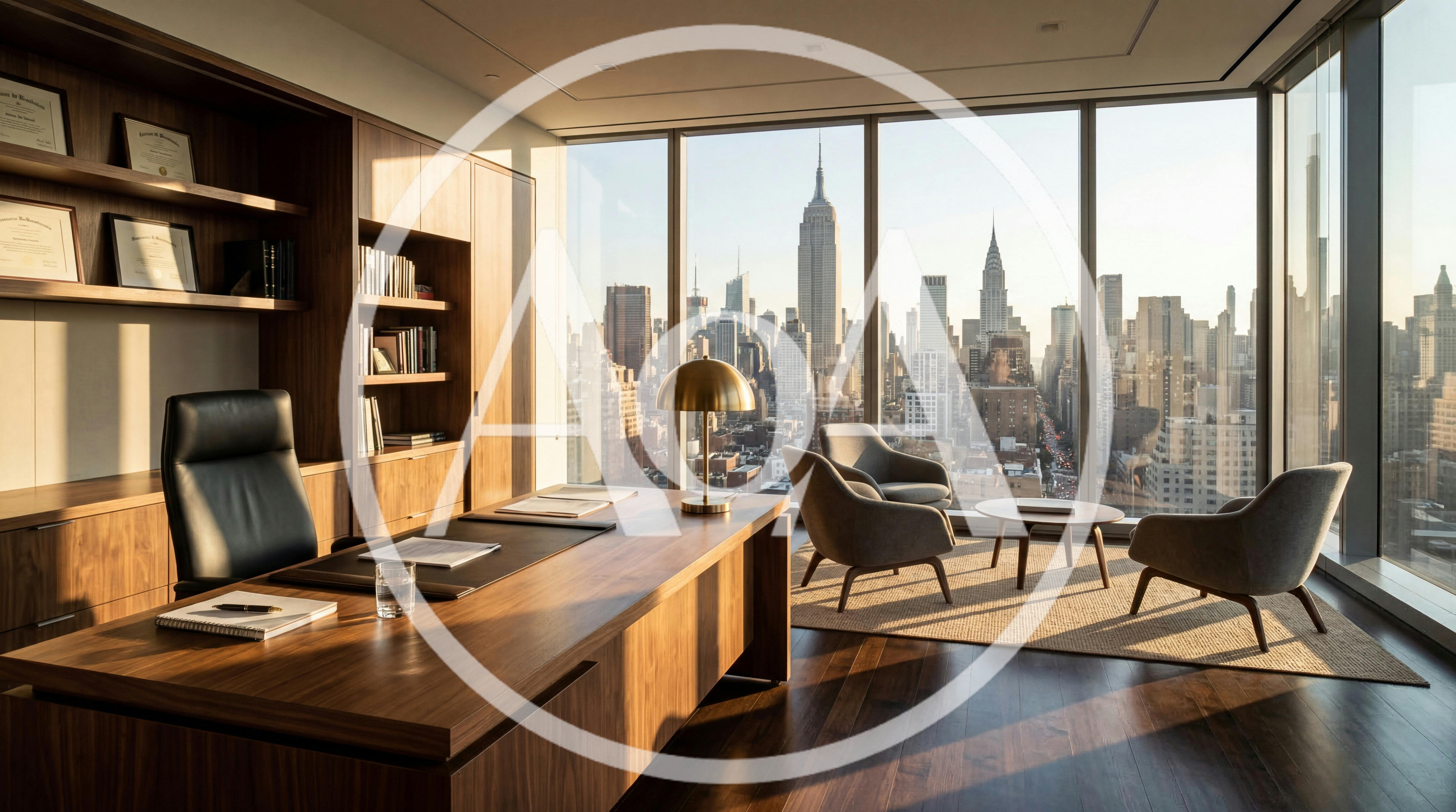 Modern Executive Office With New York City Skyline View