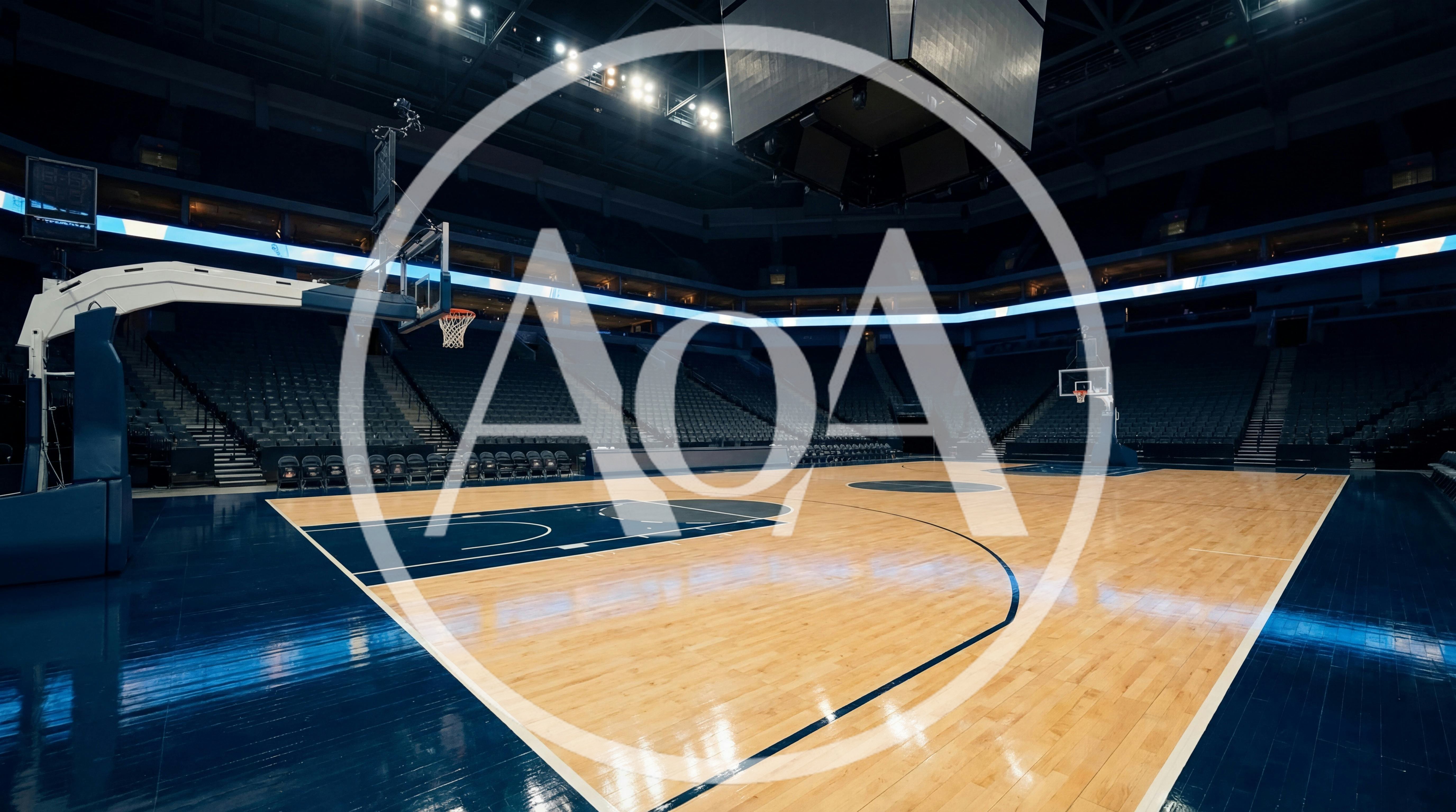 Empty Professional Basketball Arena Court